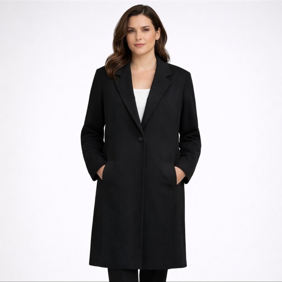 Bedford Fair Jackets & Blazers - Bedford Fair Womens Black Long Wool Blend Coat Classic Tailored Size 12